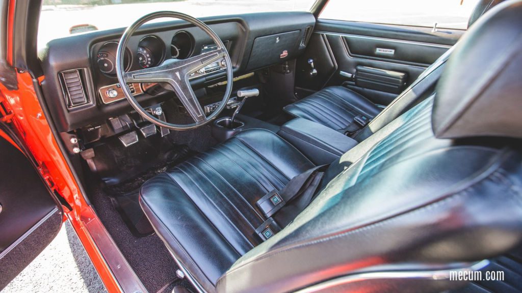 Black vinyl Interior of a 1969 GTO Judge